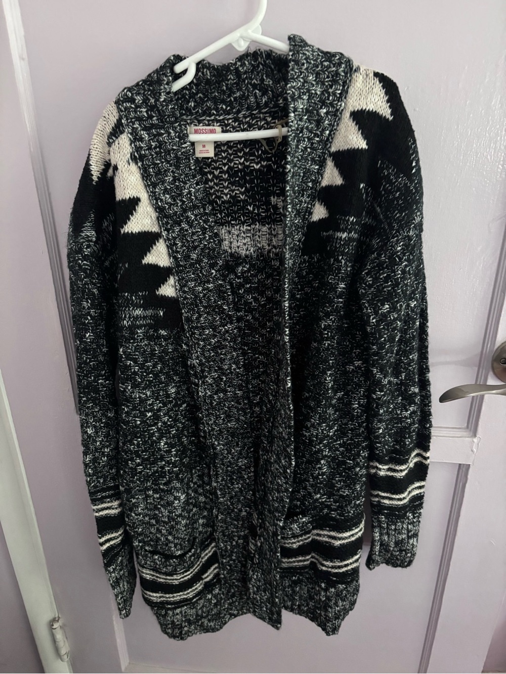 Mossimo Black & White Hooded Cardigan Sweater